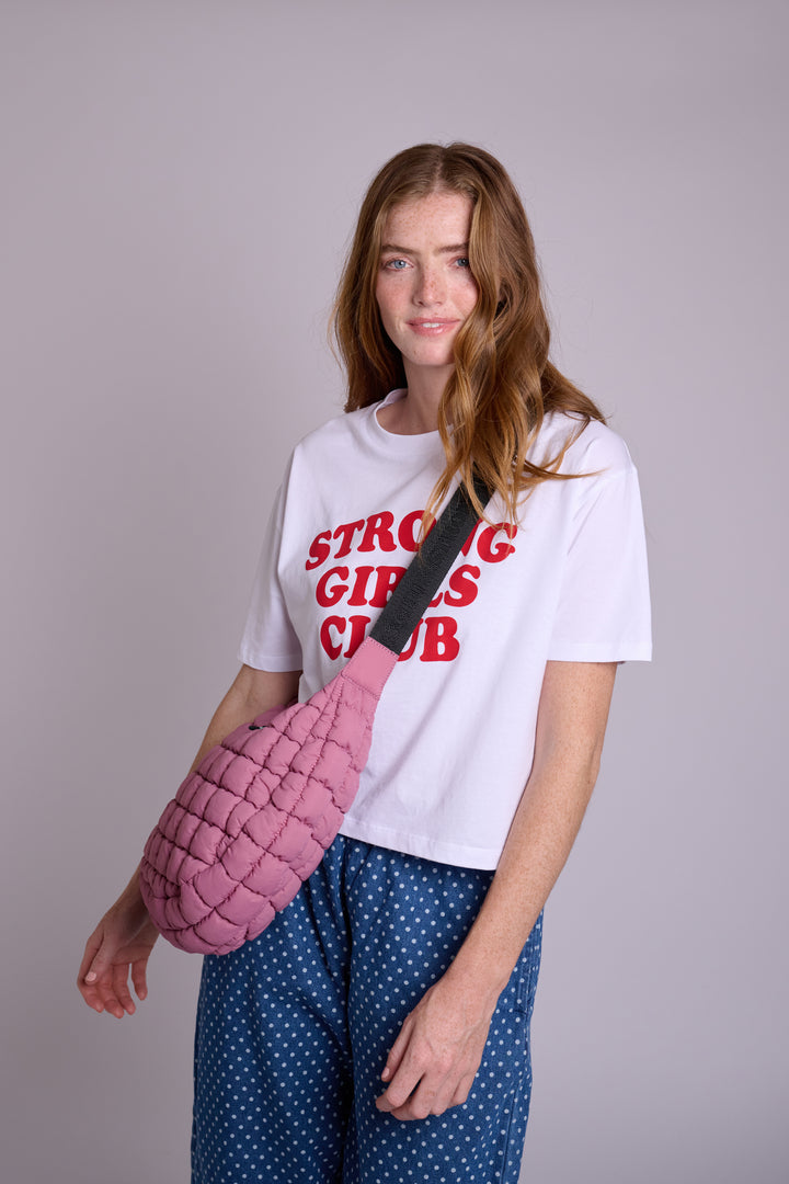 Dumpling Mulberry Quilted Crossbody Bag