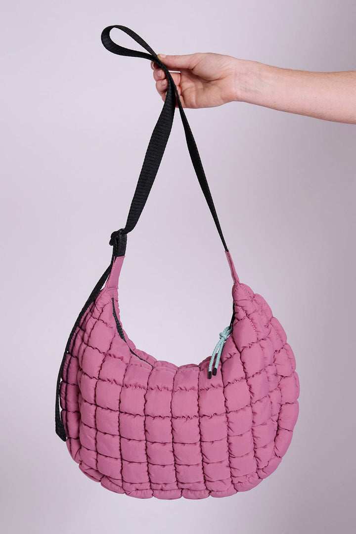 Dumpling Mulberry Quilted Crossbody Bag