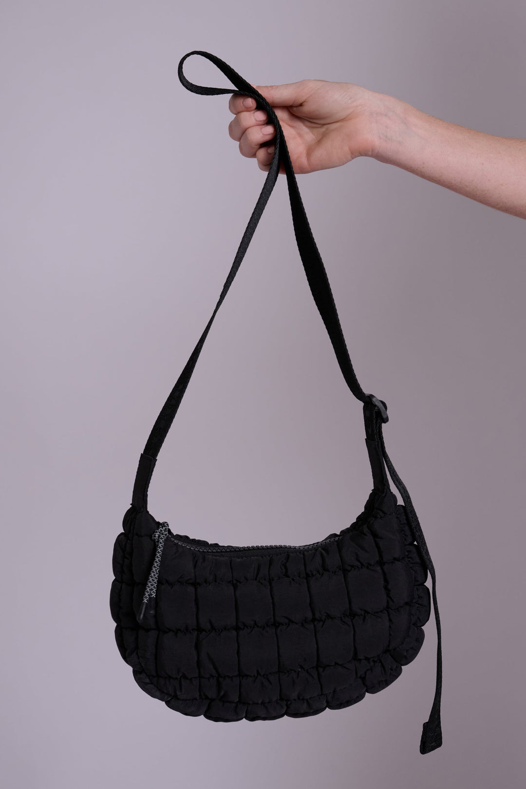 Dumpling Baby Black Quilted Crossbody Bag