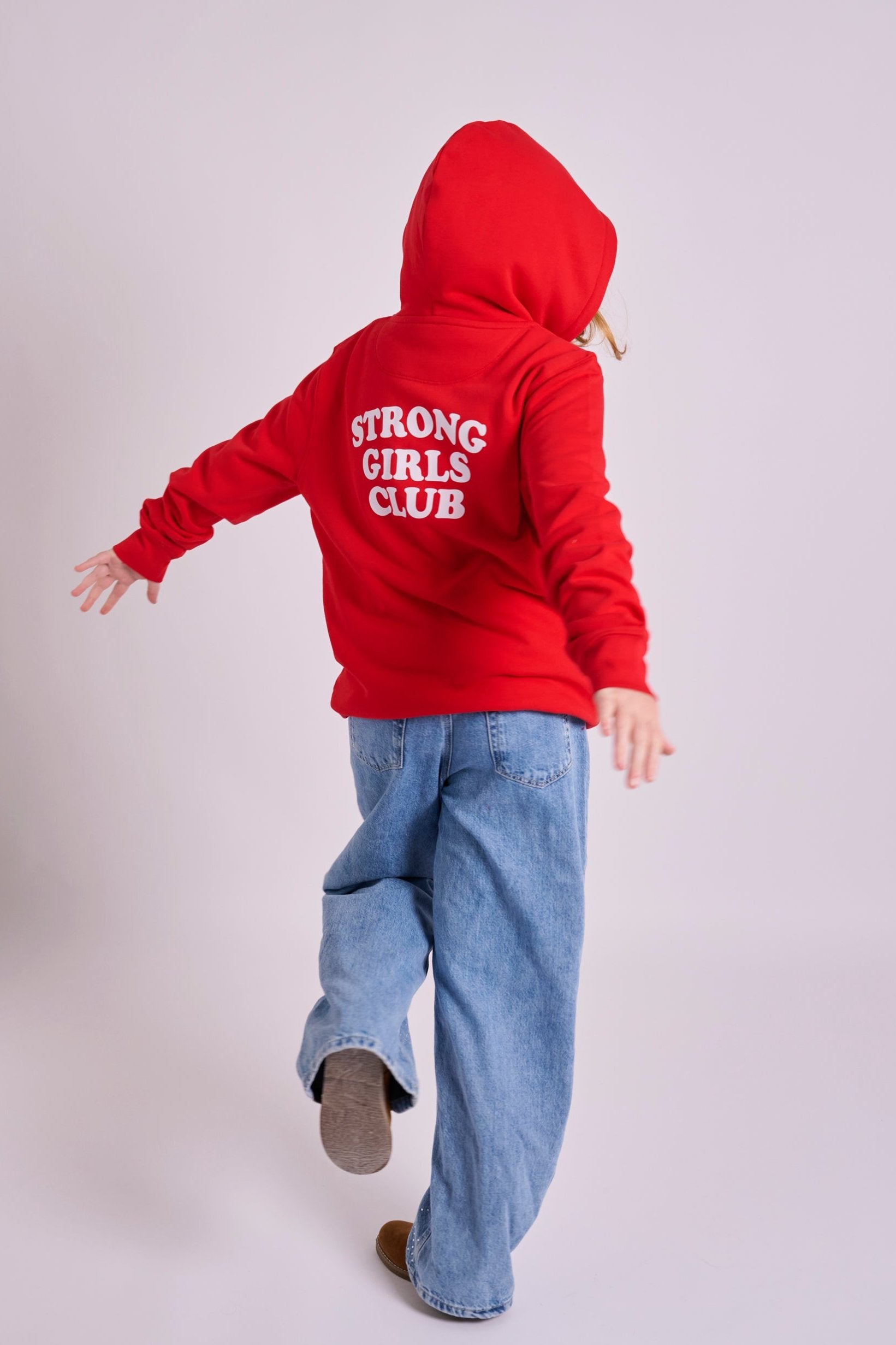 Strong Little Girls Club Red White Zip Hoodie