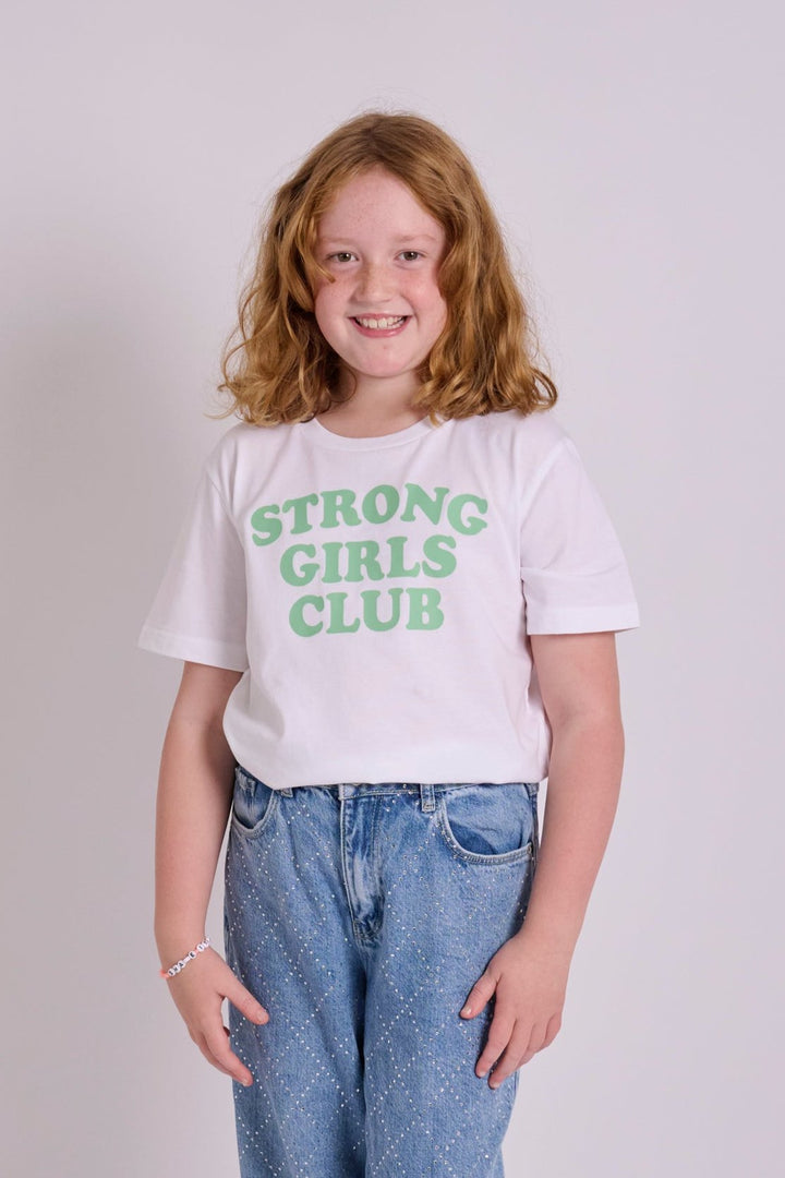 Strong Little Girls Club White/Green TShirt