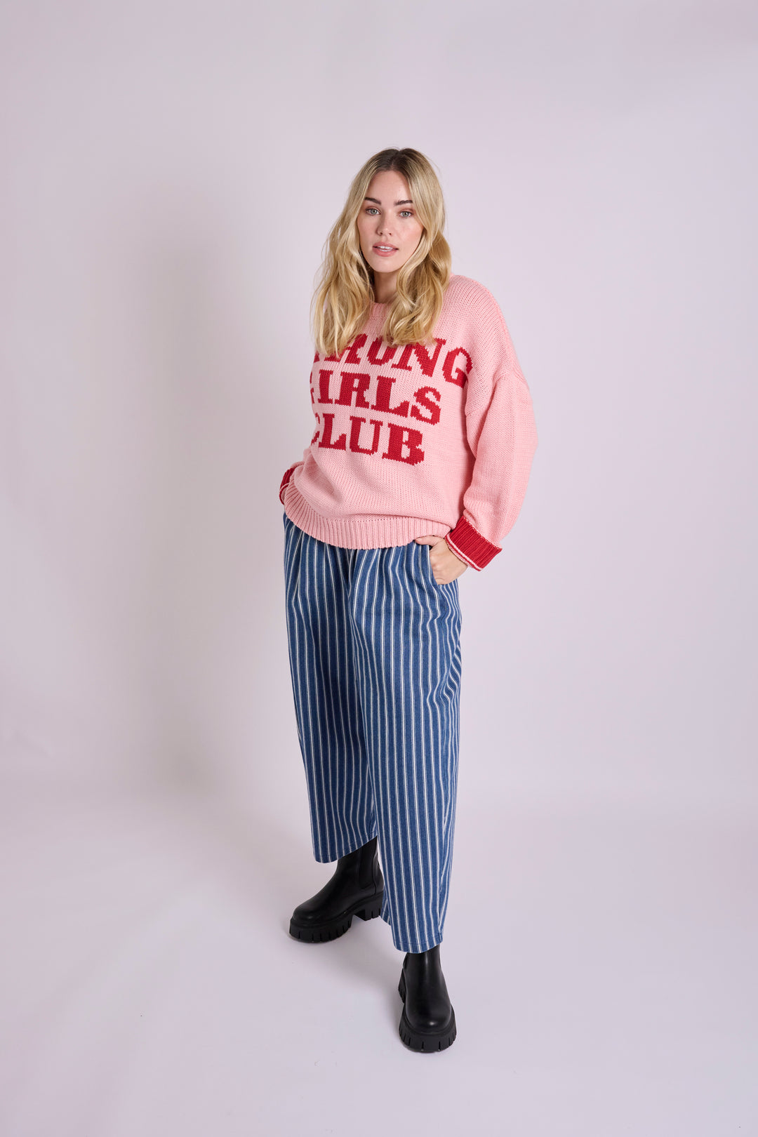 Ottie Denim Stripe Relaxed Trousers