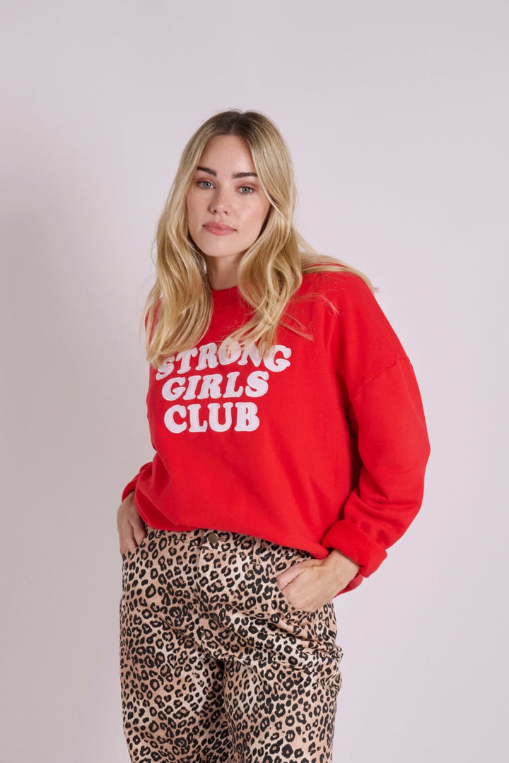 Red Applique Varsity Sweatshirt