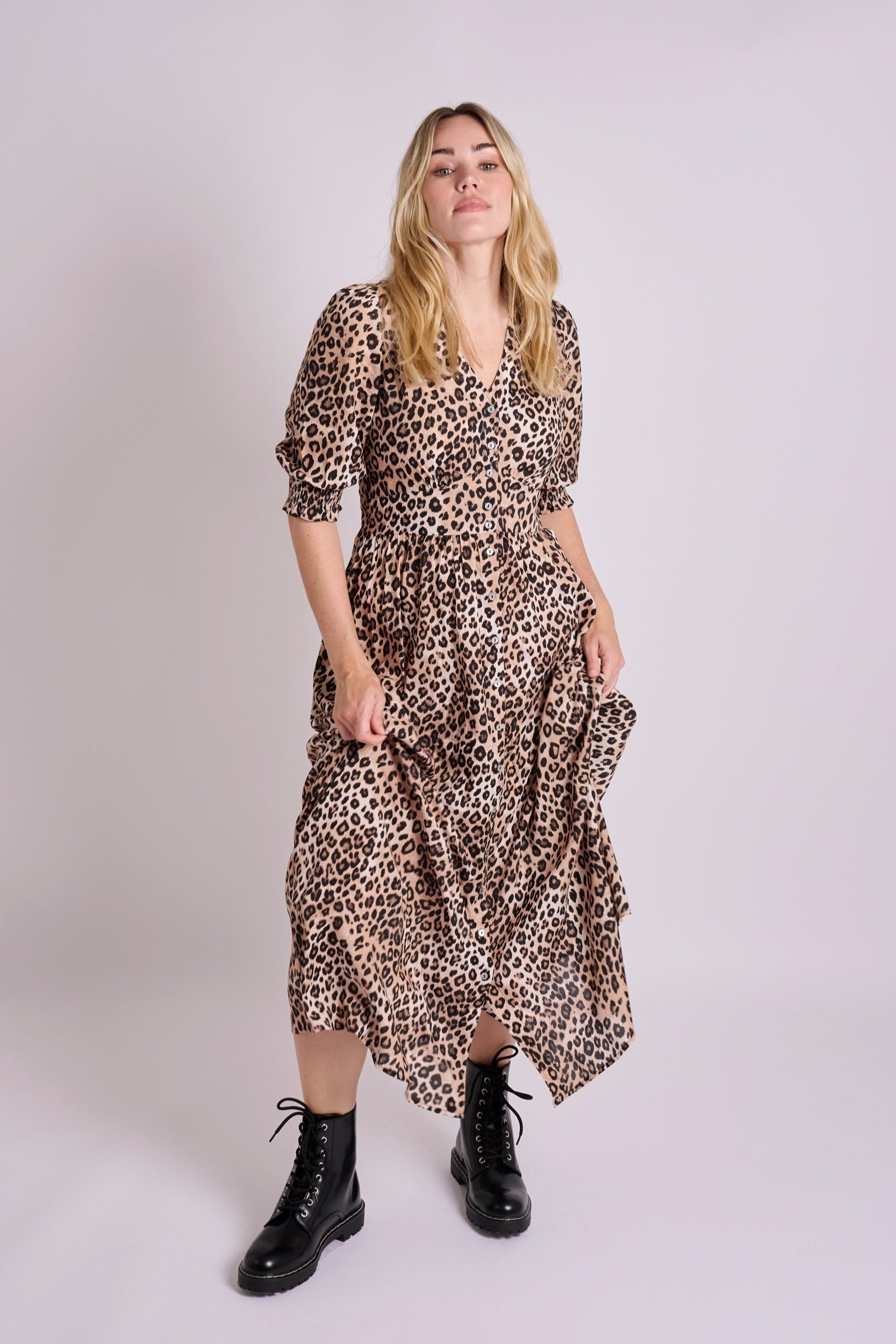 Leopard Felicity Button Front Midi Dress – Mutha.Hood