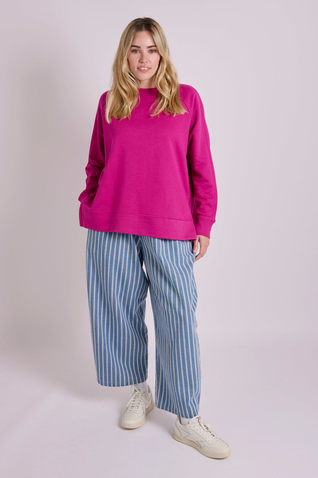 Ottie Denim Stripe Relaxed Trousers - Light Wash