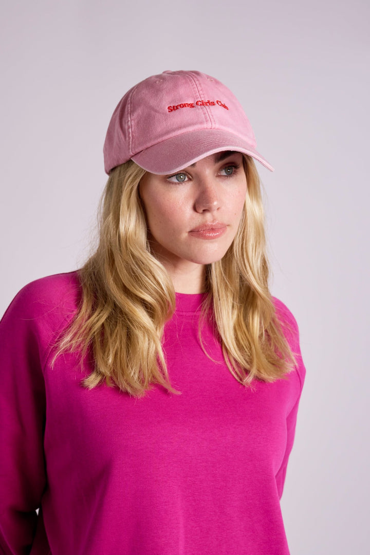 Strong Girls Club Dusky Pink Vintage Wash Slogan Cap