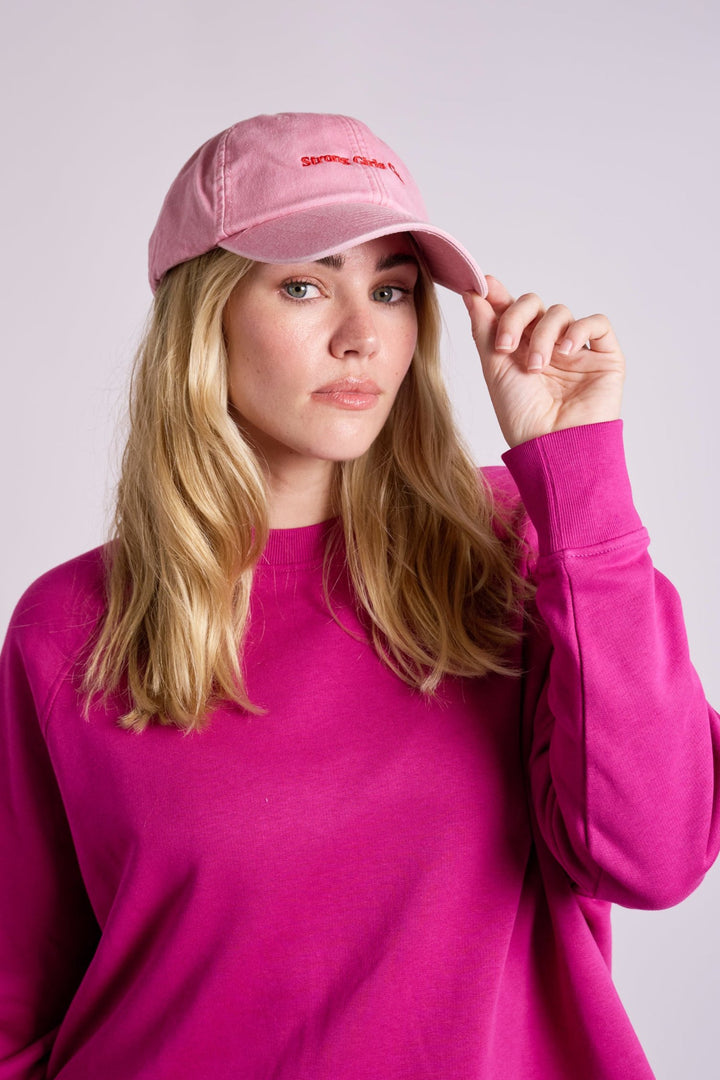 Strong Girls Club Dusky Pink Vintage Wash Slogan Cap