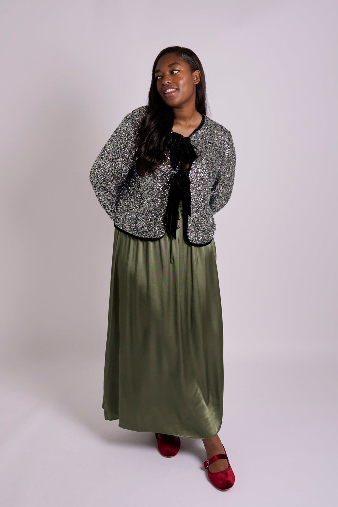 Remi Khaki Satin Skirt