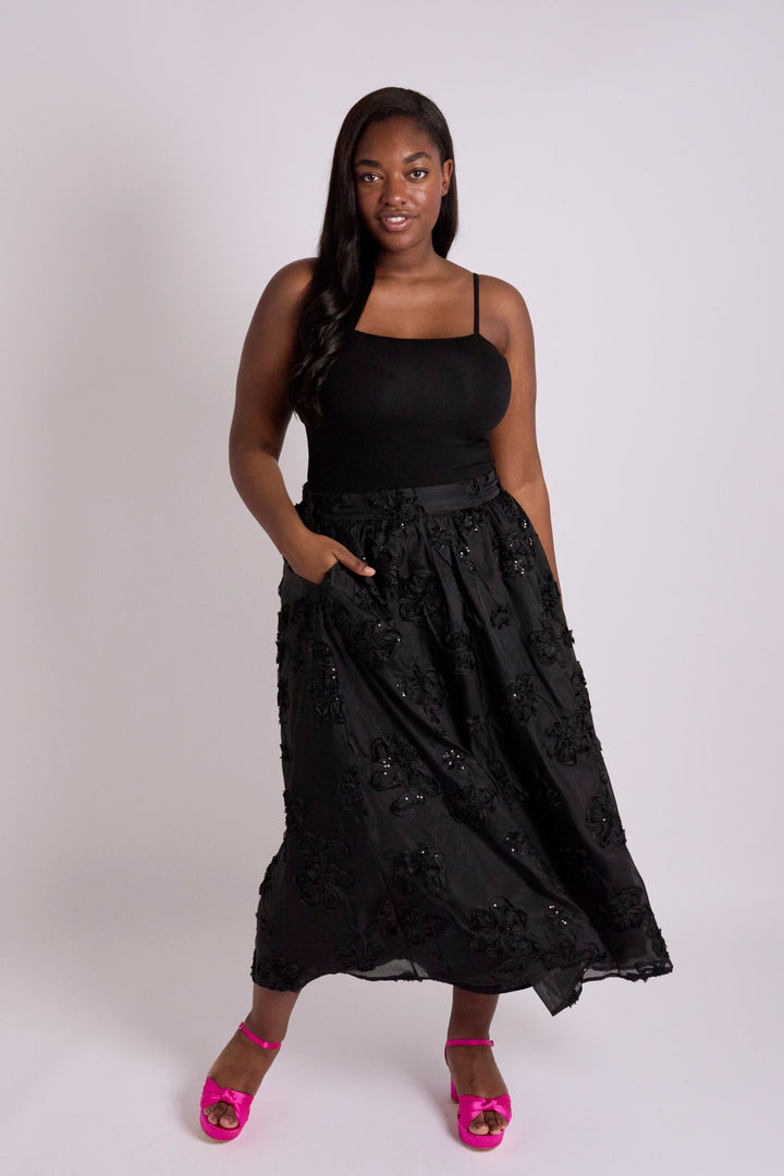 Eva Applique Black Circle Skirt