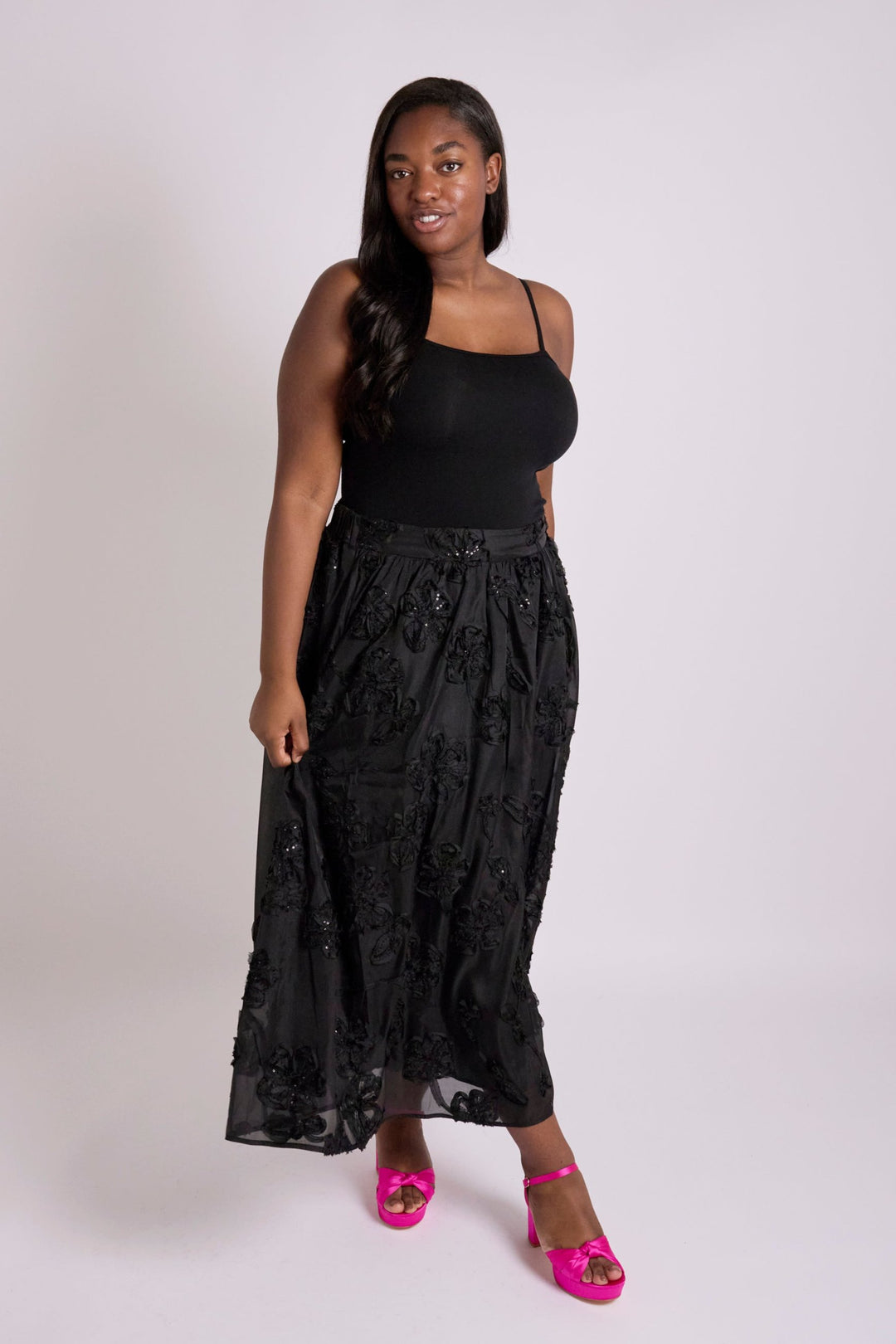 Eva Applique Black Circle Skirt