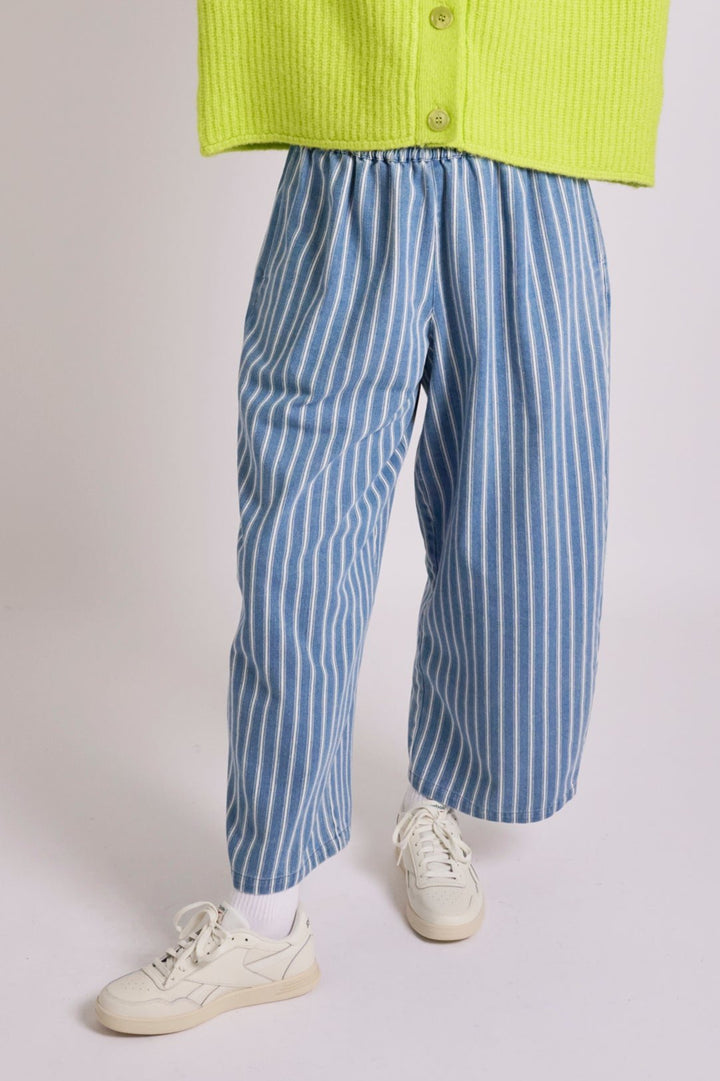 Ottie Denim Stripe Relaxed Trousers - Light Wash