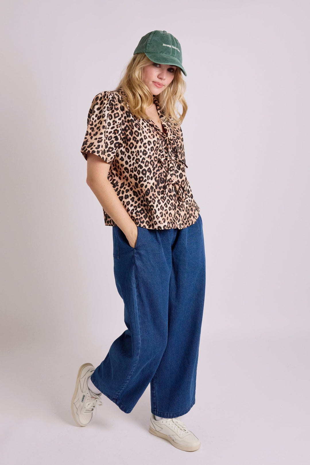 Lila Tie Front Leopard Linen Top