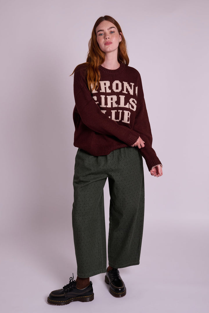Ottie Dot Dash Olive Trousers