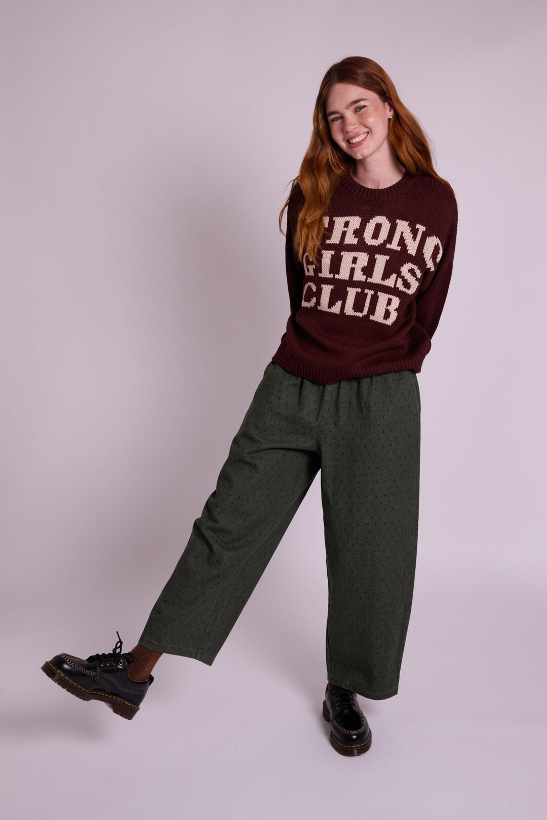 Ottie Dot Dash Olive Trousers