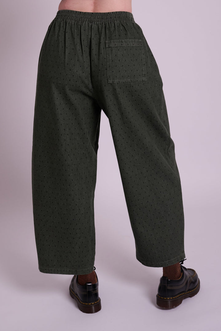 Ottie Dot Dash Olive Trousers