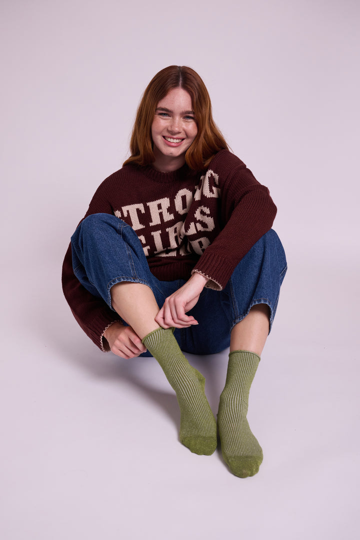 Klue Olive Glitter Socks