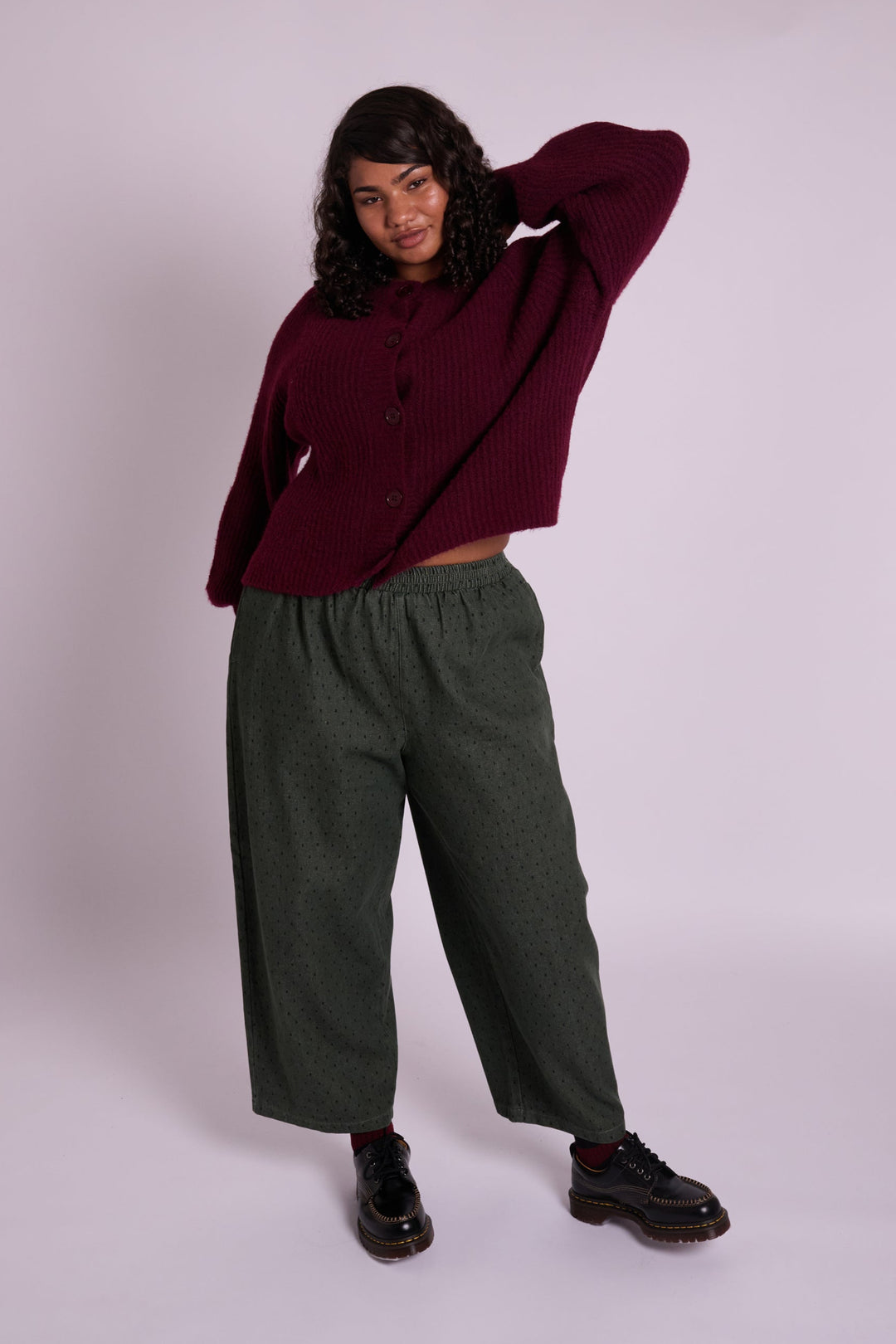 Ottie Dot Dash Olive Trousers