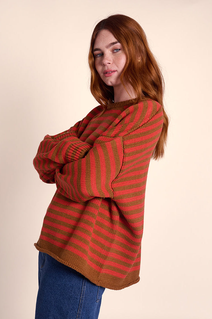 Tabby Stripe Jumper - Hazelnut