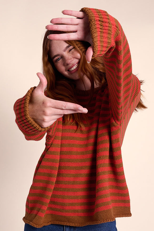Tabby Stripe Jumper - Hazelnut