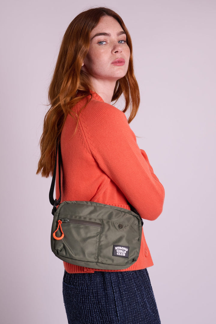 Strong Girls Club Khaki Crossbody Camera Bag