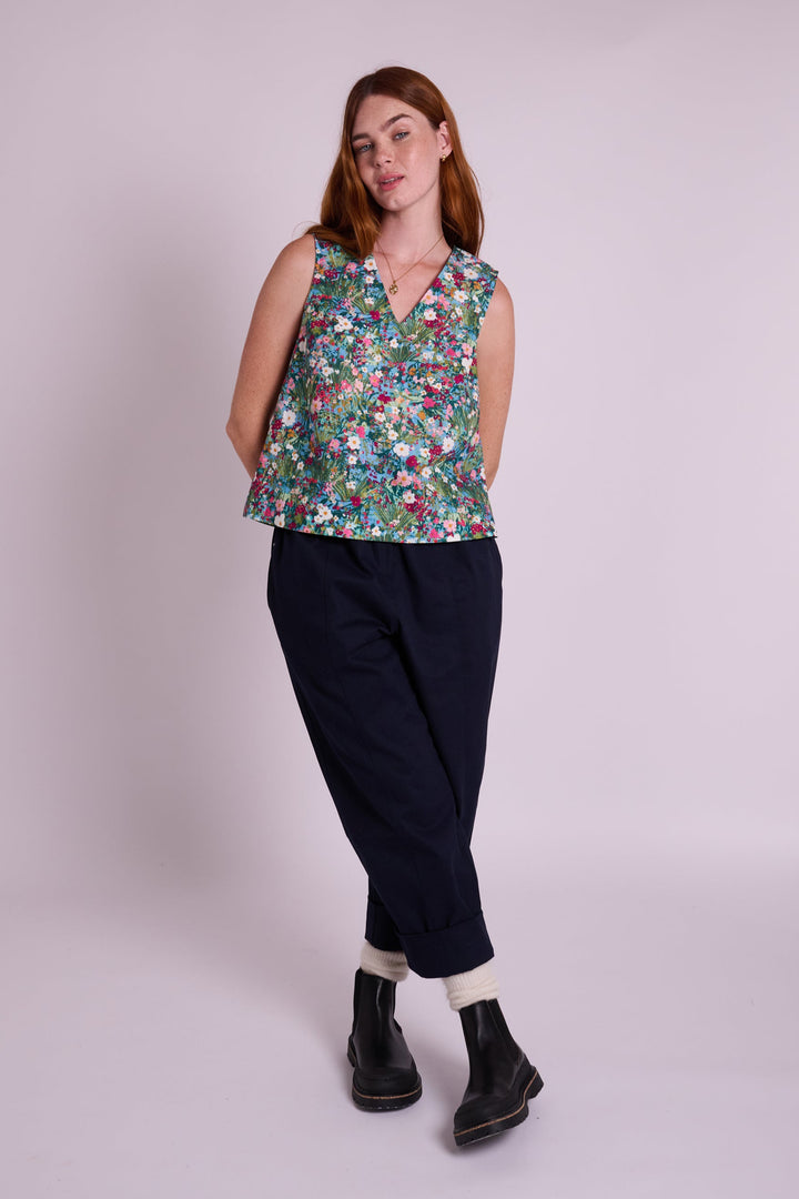 Pippa Spring Floral Linen Top