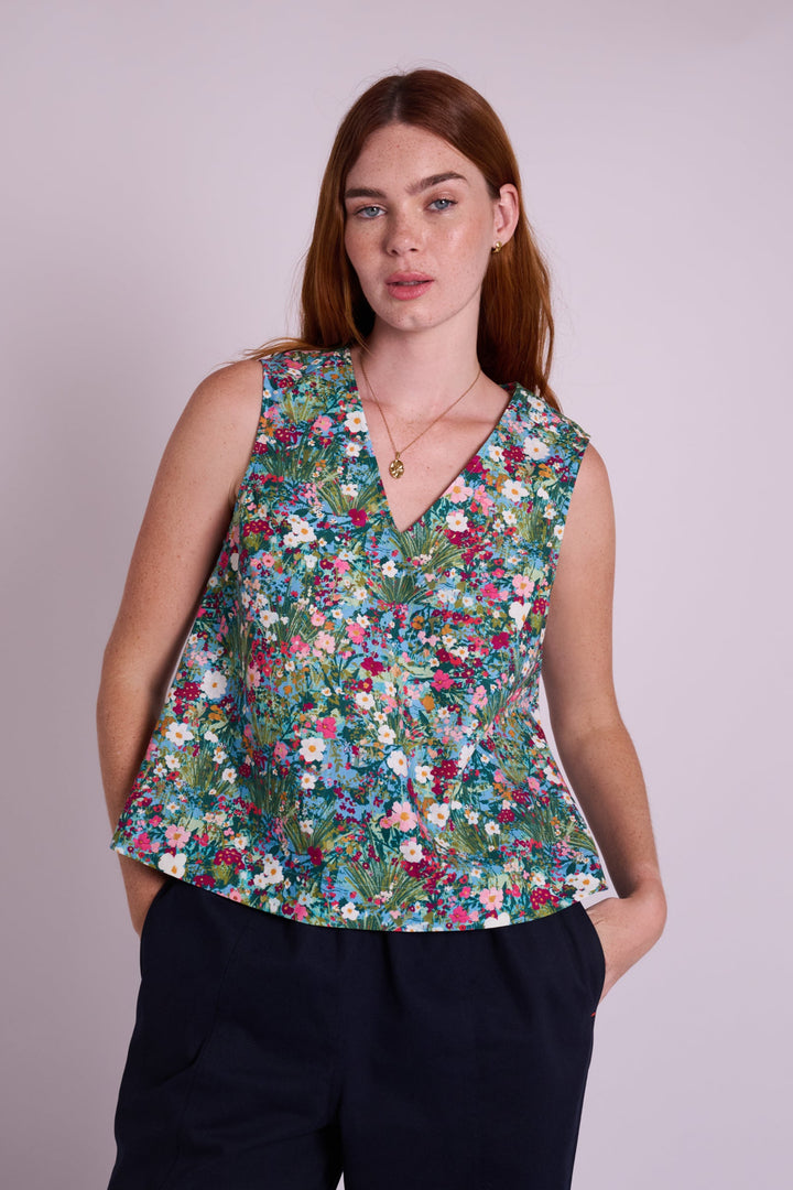 Pippa Spring Floral Linen Top