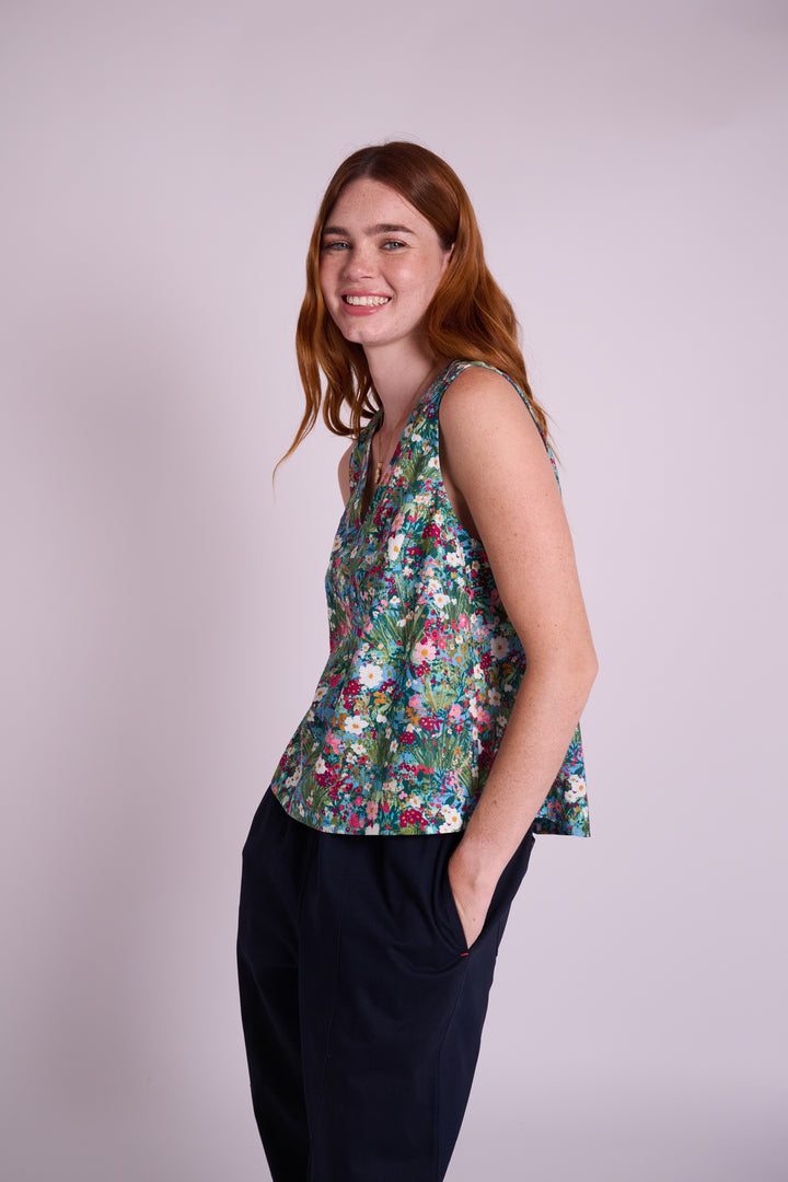 Pippa Spring Floral Linen Top