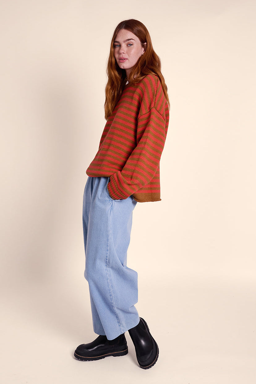 Tabby Stripe Jumper - Hazelnut