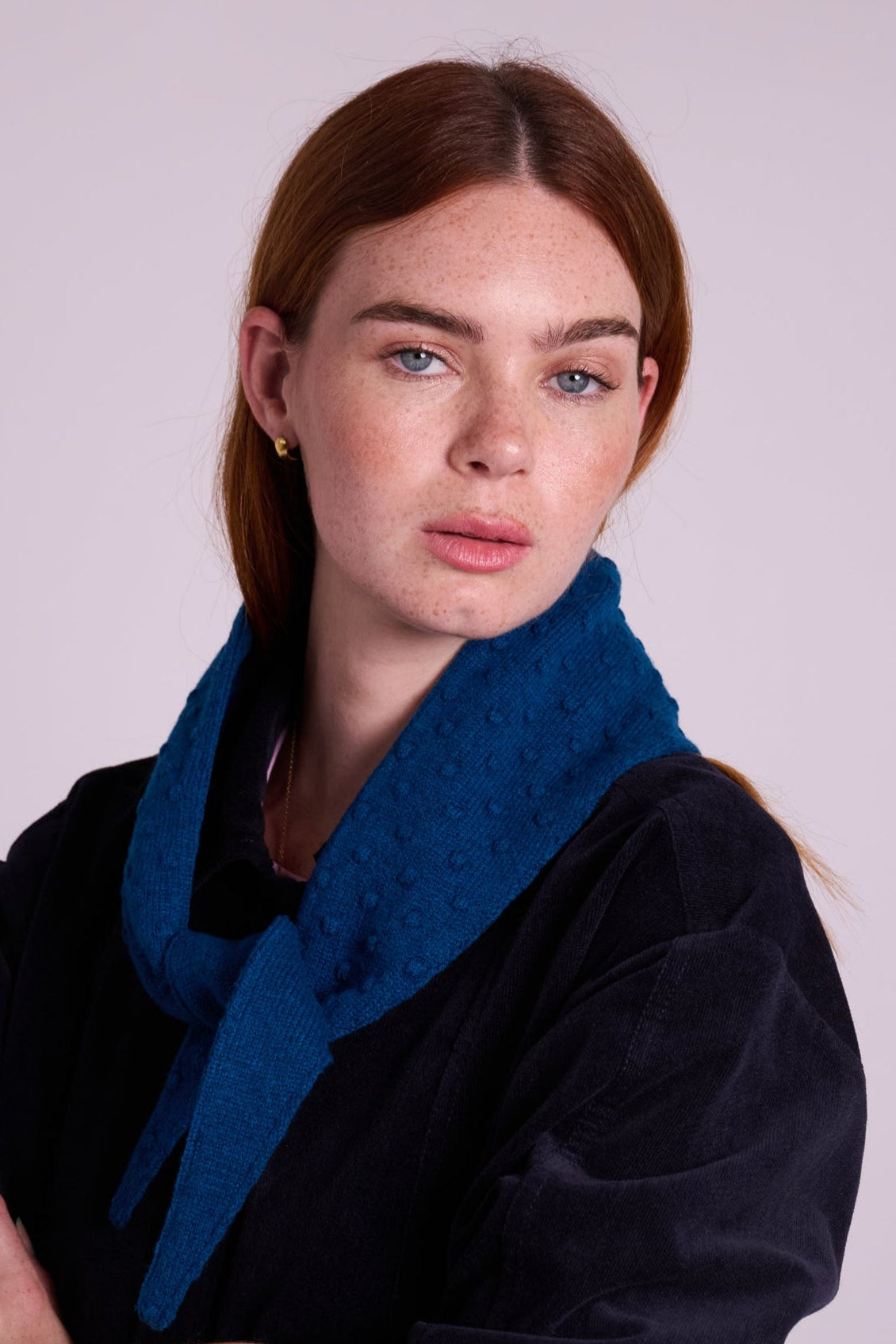 Lyla Popcorn Triangle Scarf - Petrol