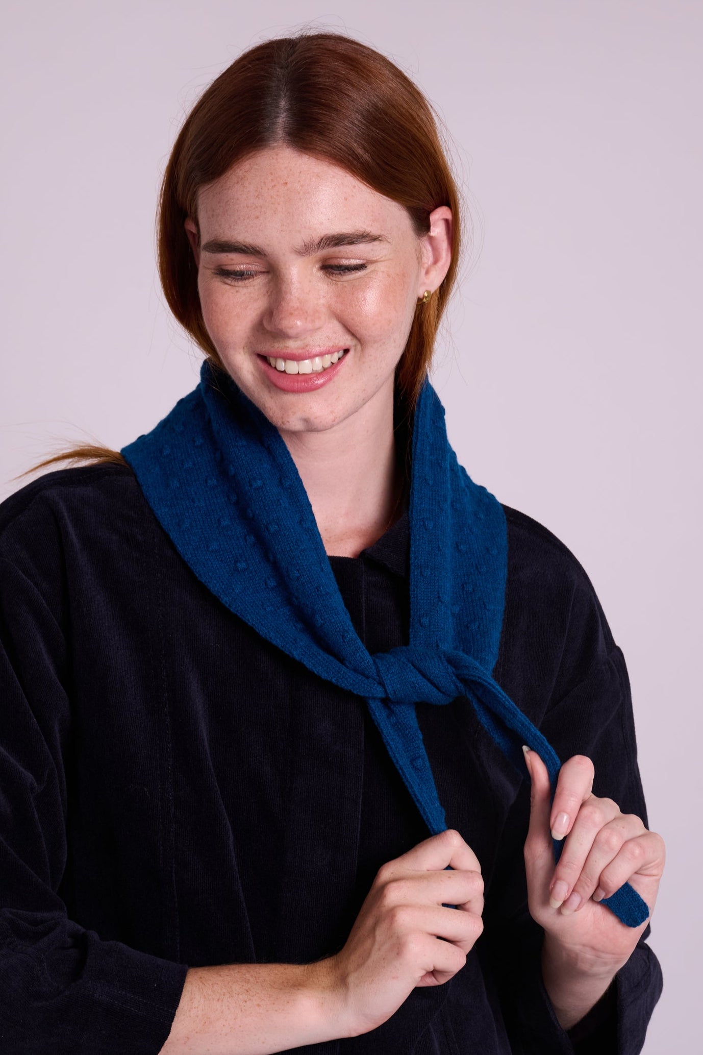Lyla Popcorn Triangle Scarf - Petrol