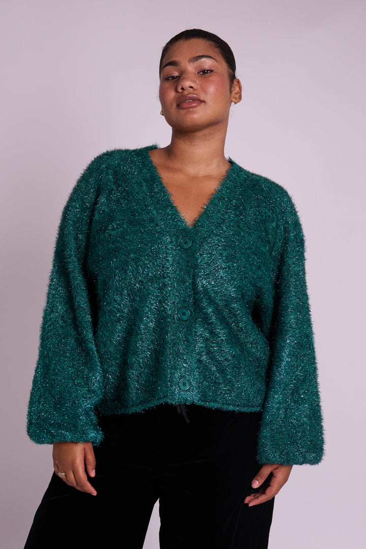Emerald Green Sparkly Mabel Cardigan