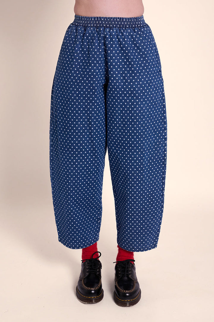 Ottie Denim Trousers - Mid Wash Dotty