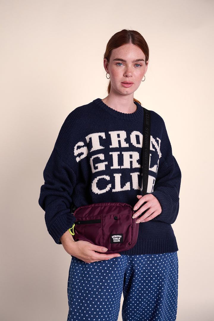 Strong Girls Club Crossbody Camera Bag - Aubergine
