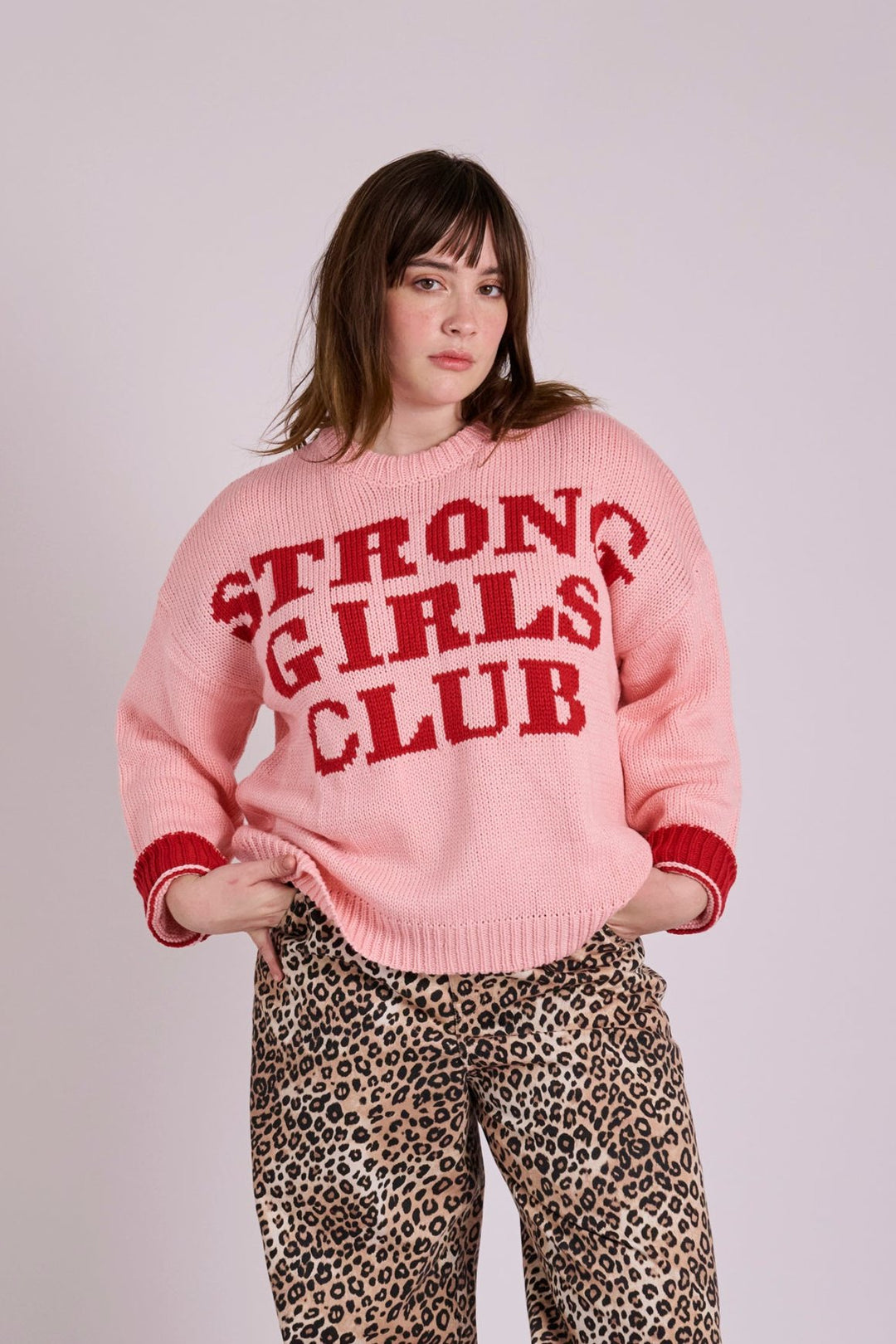 Knitted Strong Girls Club Jumper - Pink