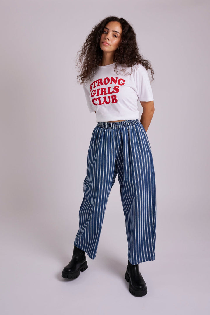 Ottie Denim Stripe Relaxed Trousers