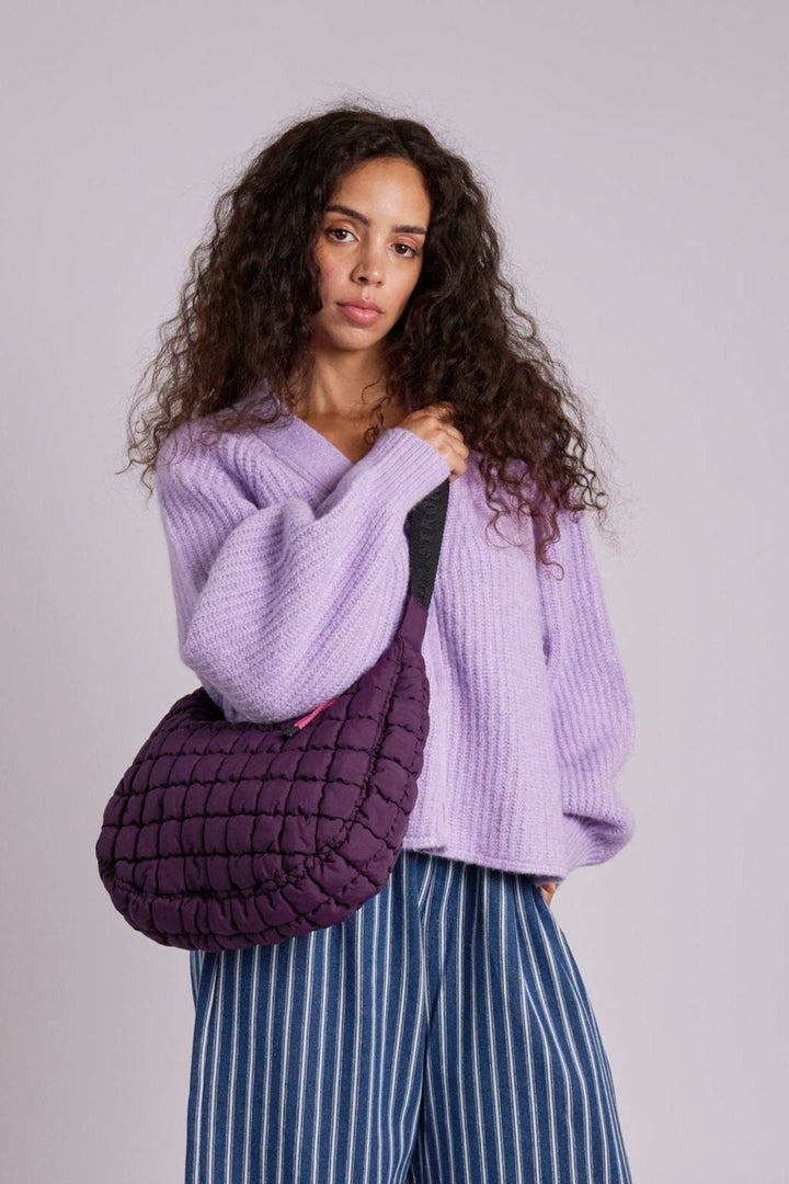 Dumpling Plum Quilted Crossbody Bag