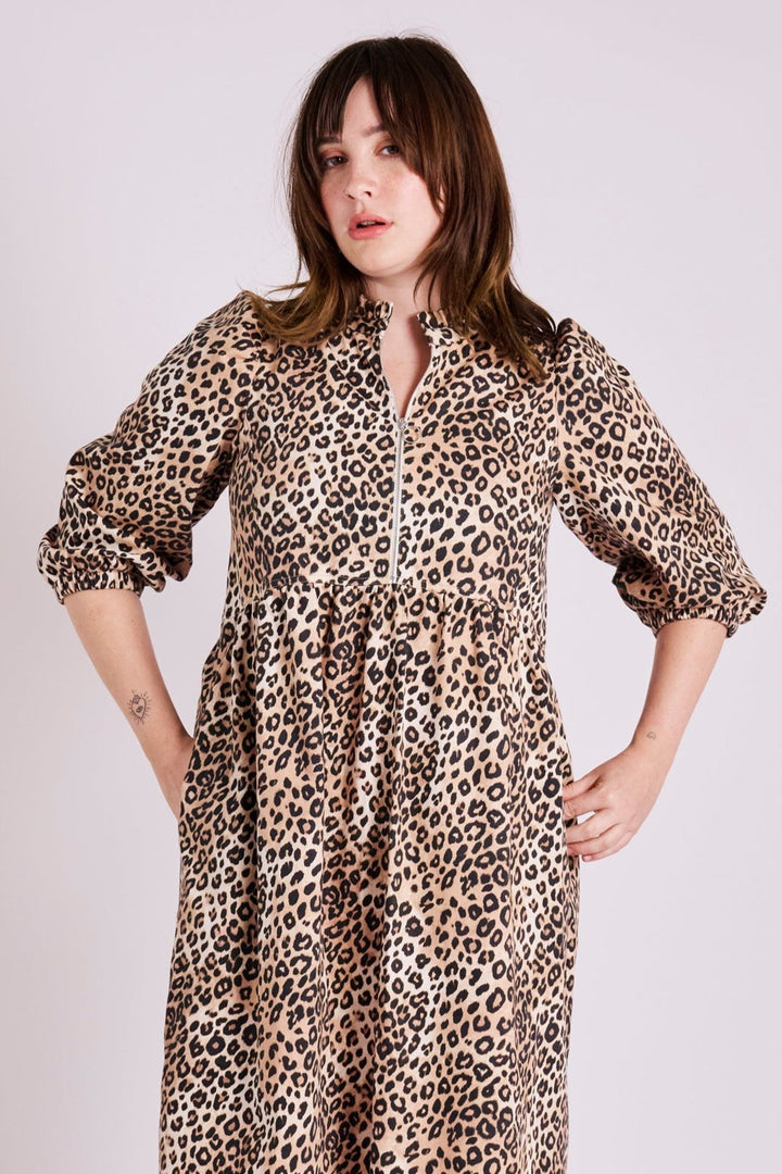 Zelda Leopard Denim Dress