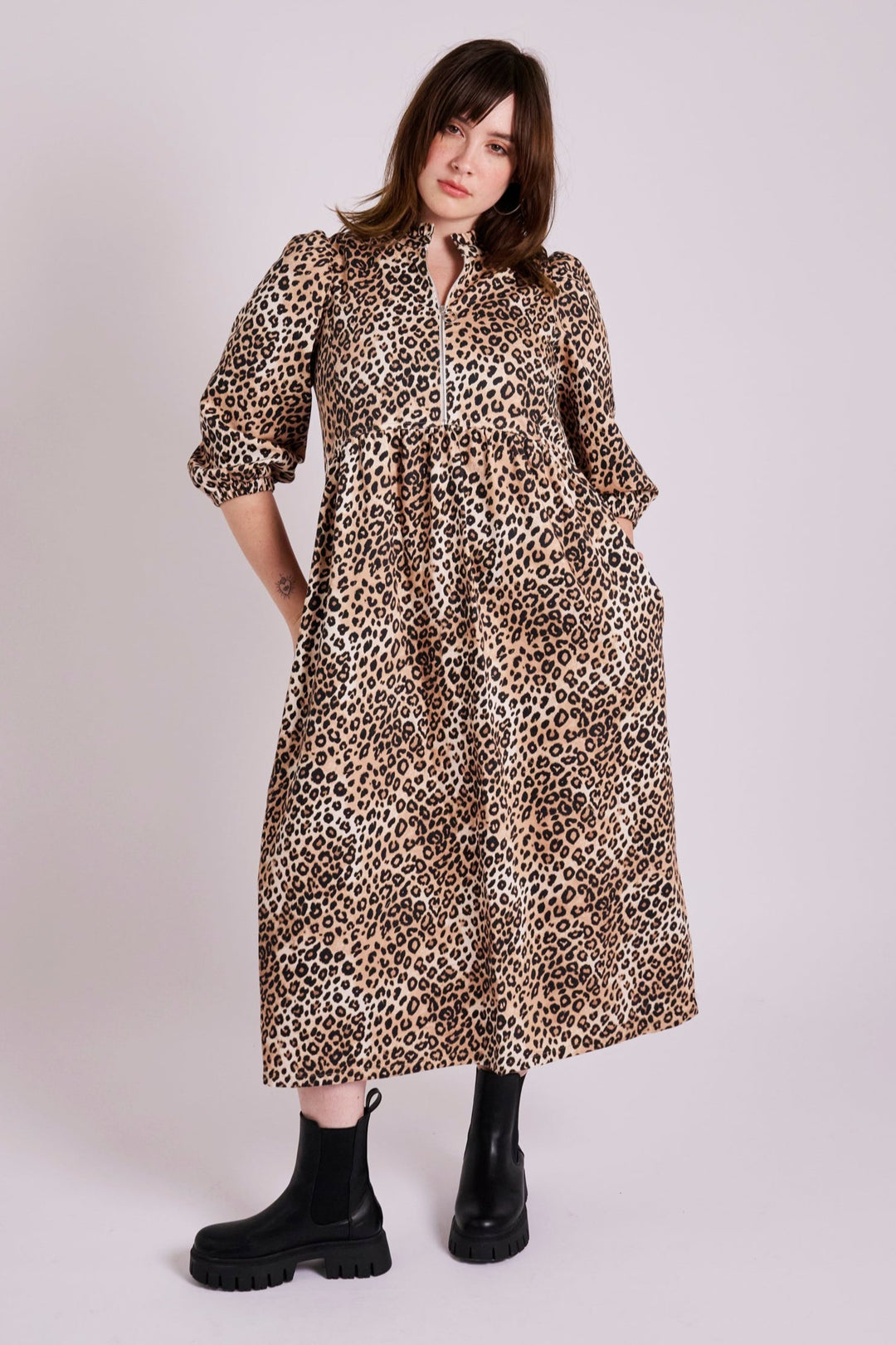 Zelda Leopard Denim Dress