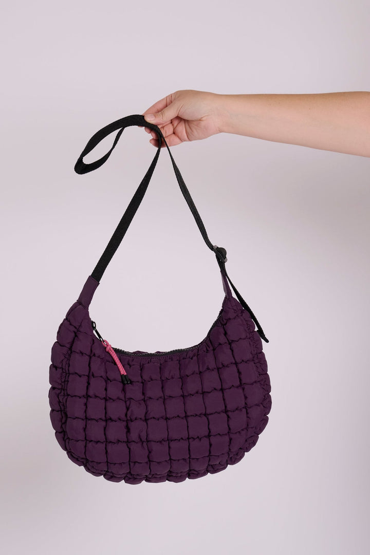 Dumpling Plum Quilted Crossbody Bag