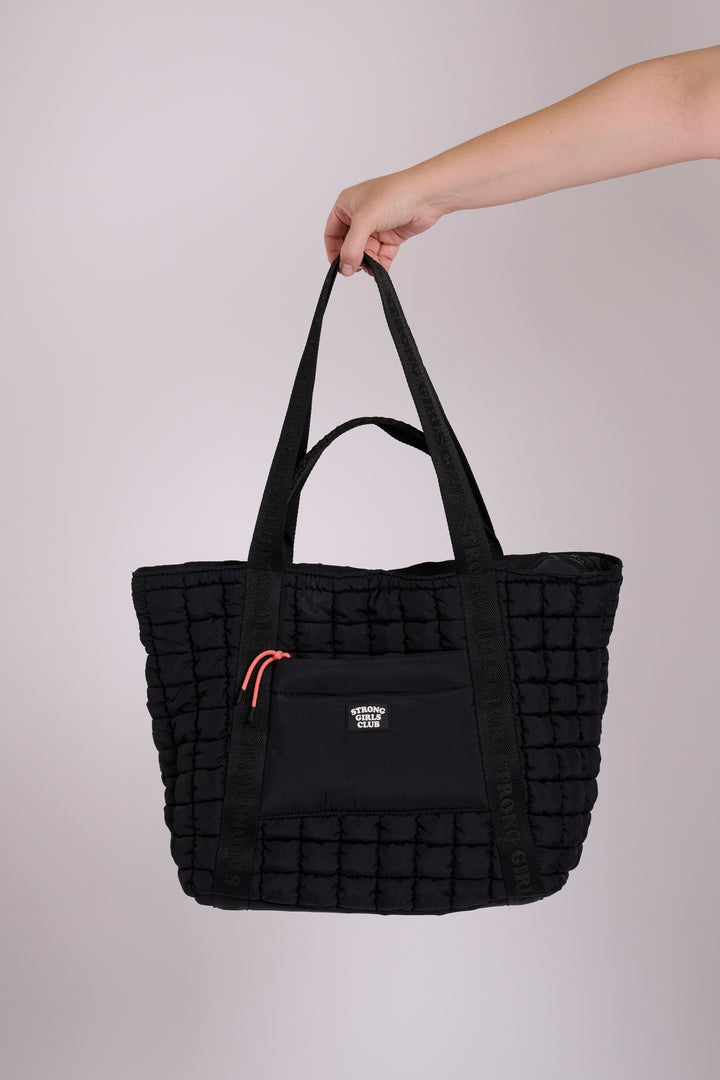 Dumpling Quilted Black Tote Bag