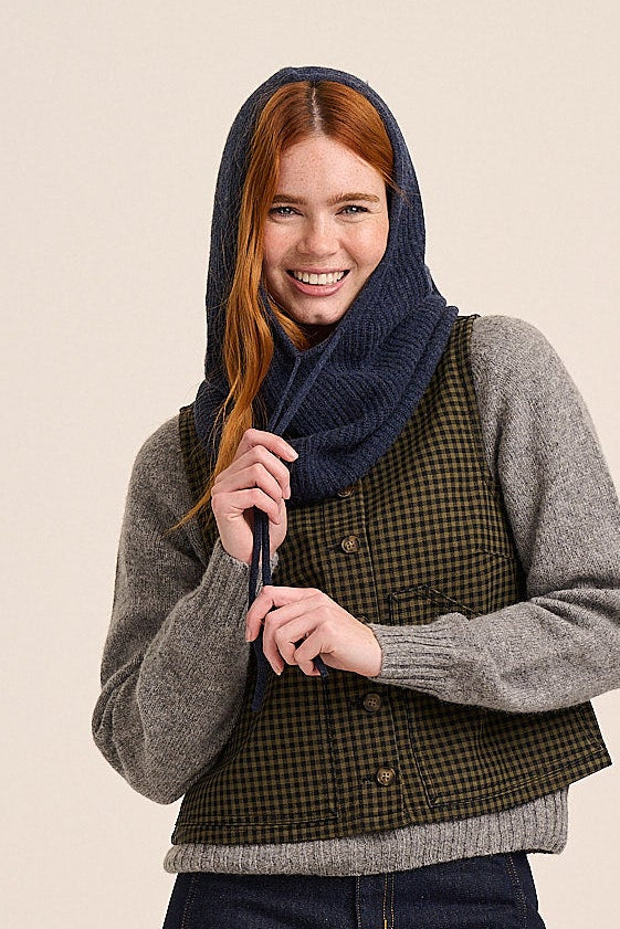 Bibi Merino Hooded Snood  - Indigo