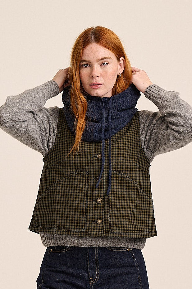 Bibi Merino Hooded Snood  - Indigo
