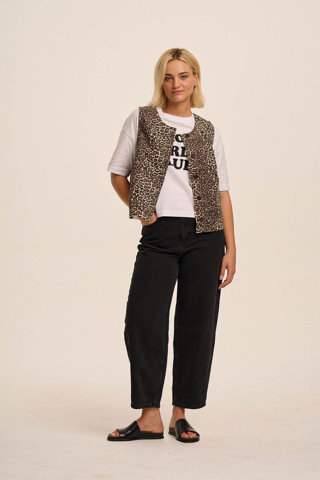 Orla Denim Top - Leopard