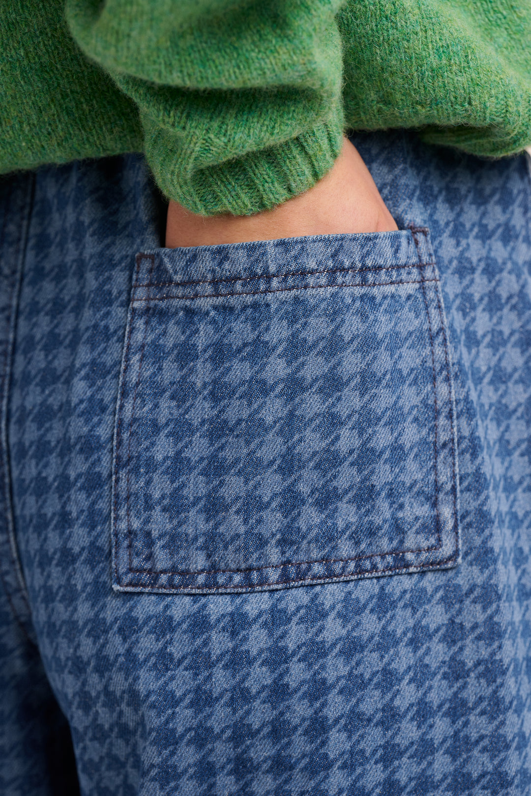 Ottie Denim Trousers - Houndstooth