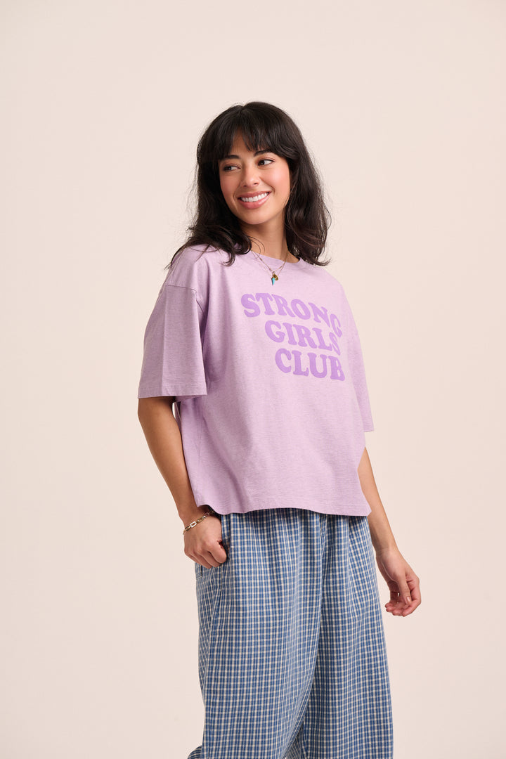 Strong Girls Club Slogan TShirt - Lilac