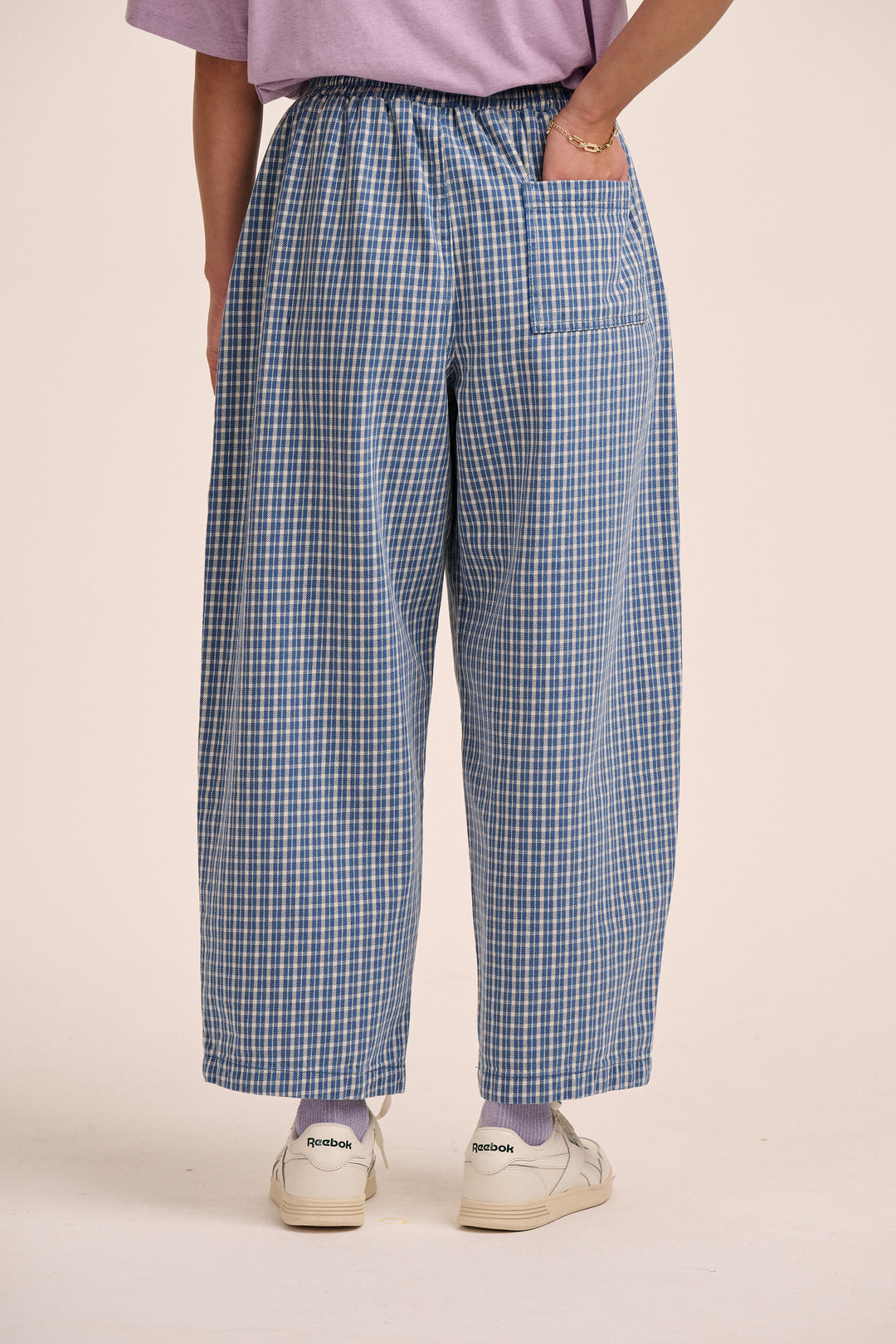 Ottie Denim Trousers - Blue Mini Plaid