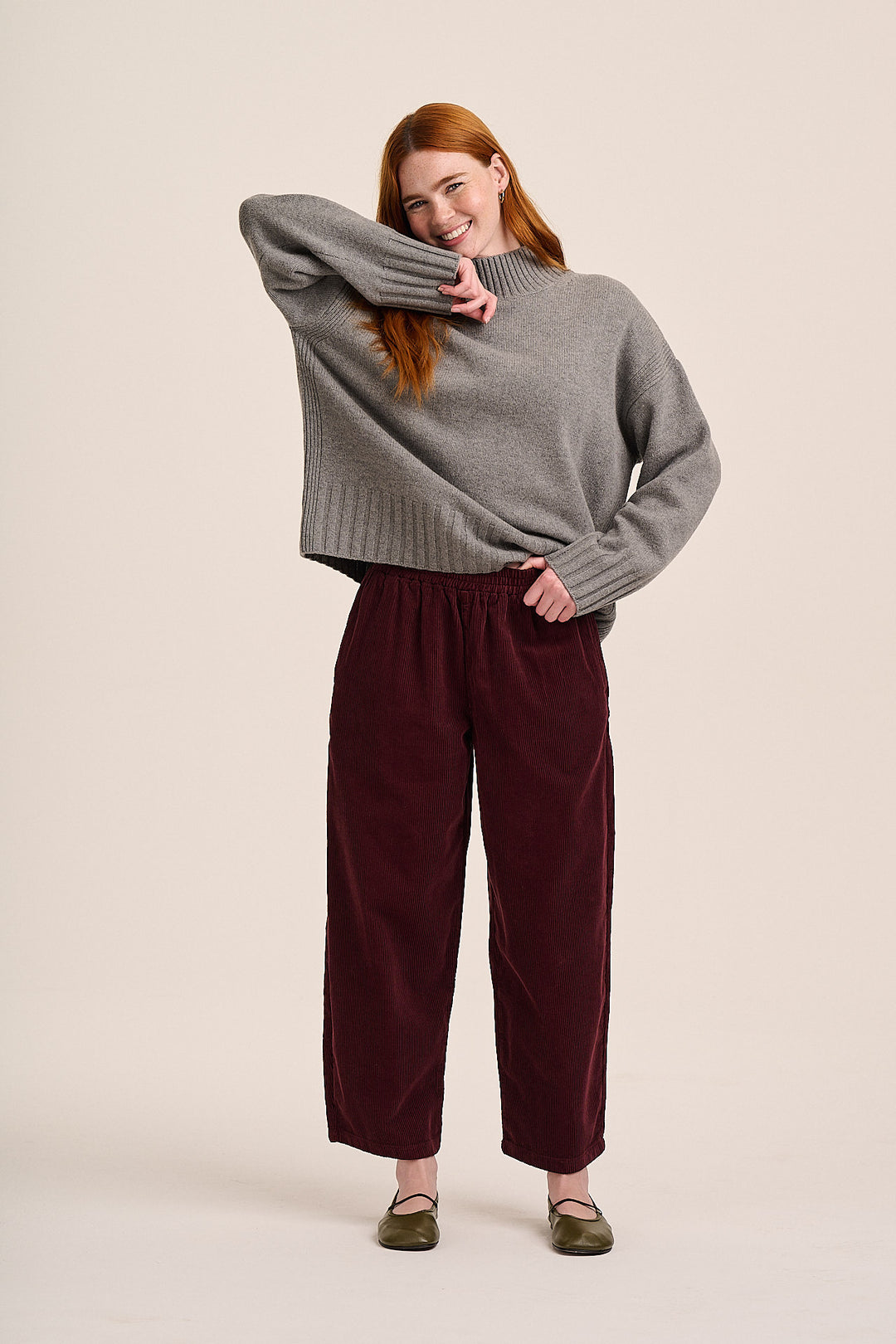 Ottie Cord Trouser  - Berry Chocolate