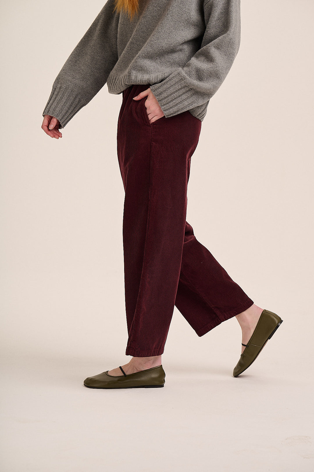 Ottie Cord Trouser  - Berry Chocolate