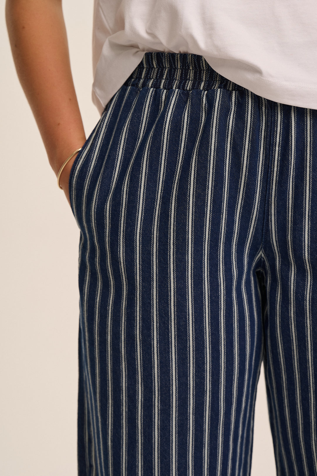 Ottie Denim Trousers - Mid Wash Stripe
