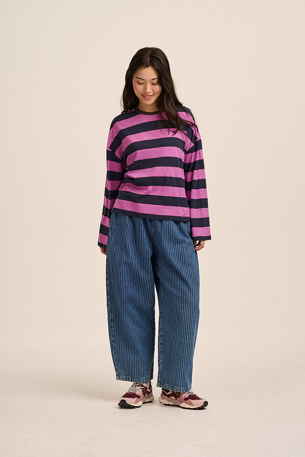 Roxy Long Sleeve Top - Magenta Stripe